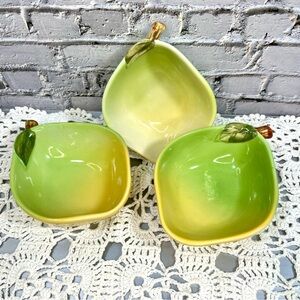 Vintage WCL Art Pottery Ceramic Fruit Pear Condiment bowls set of 3